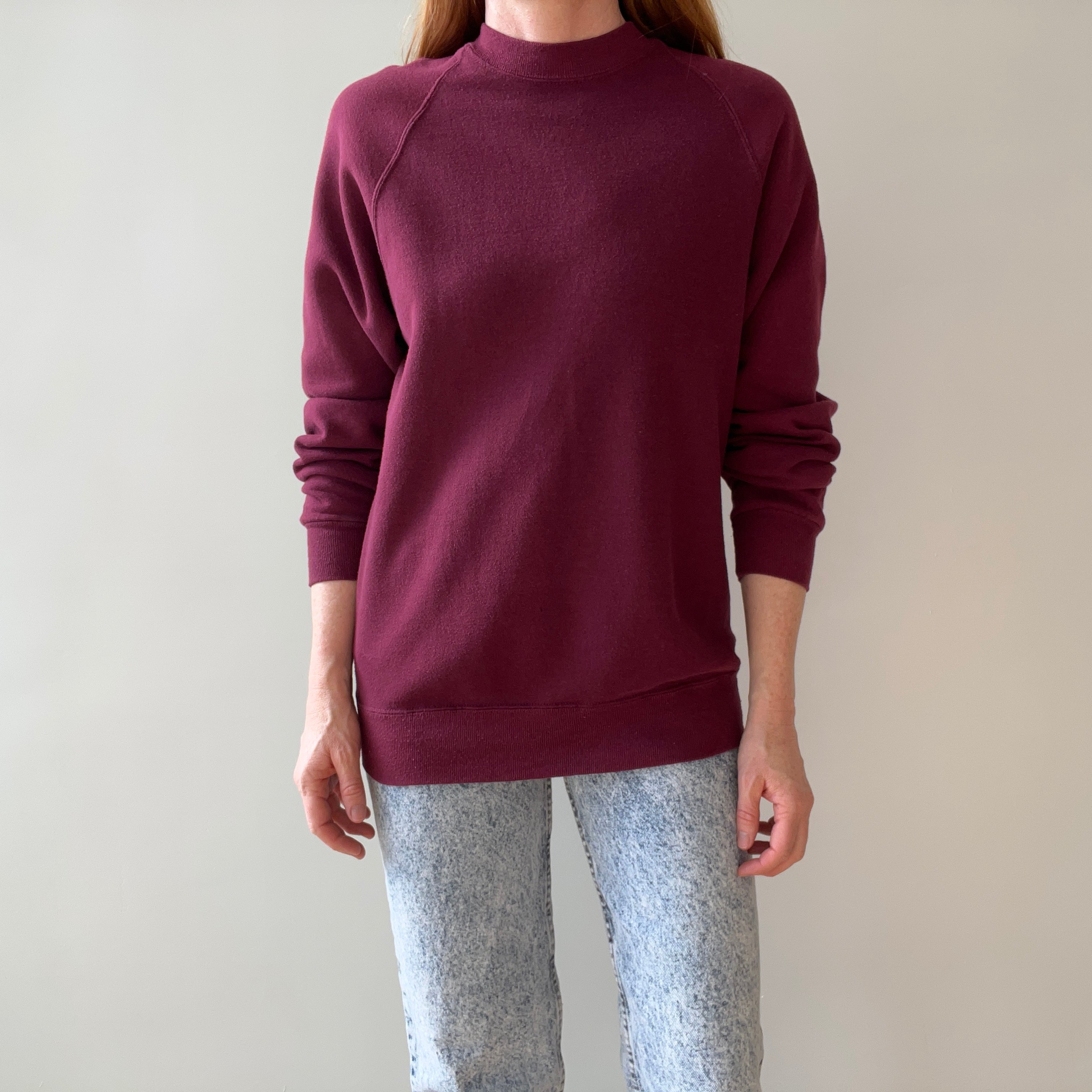 1980s Blank Burgundy Raglan Sweatshirt