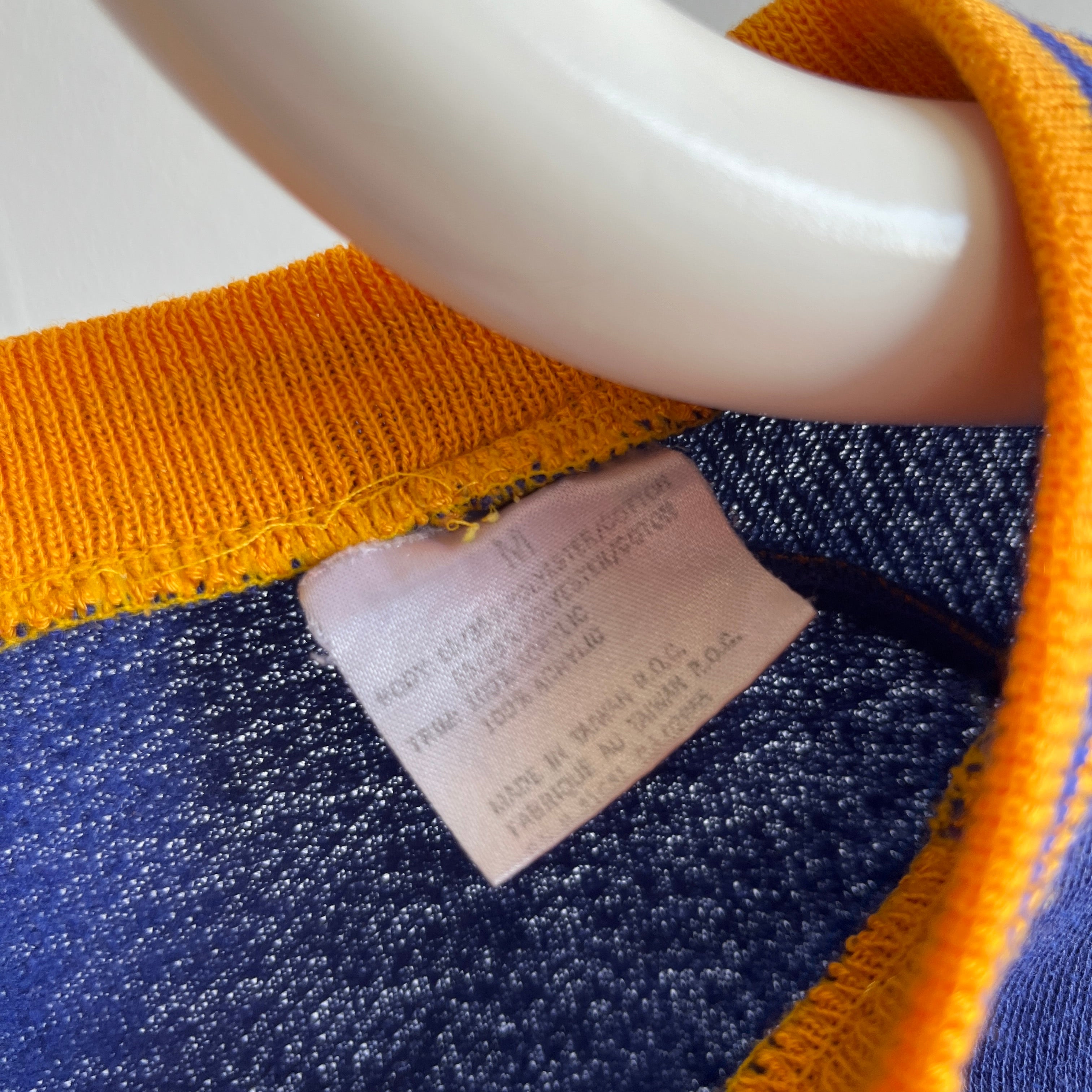 1970/80s Two Tone Blue and Yellow Single V Sweatshirt - WOWOWOW