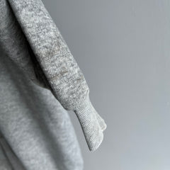 1980s Extra Long Paint Stained Gray Zip Up Hoodie