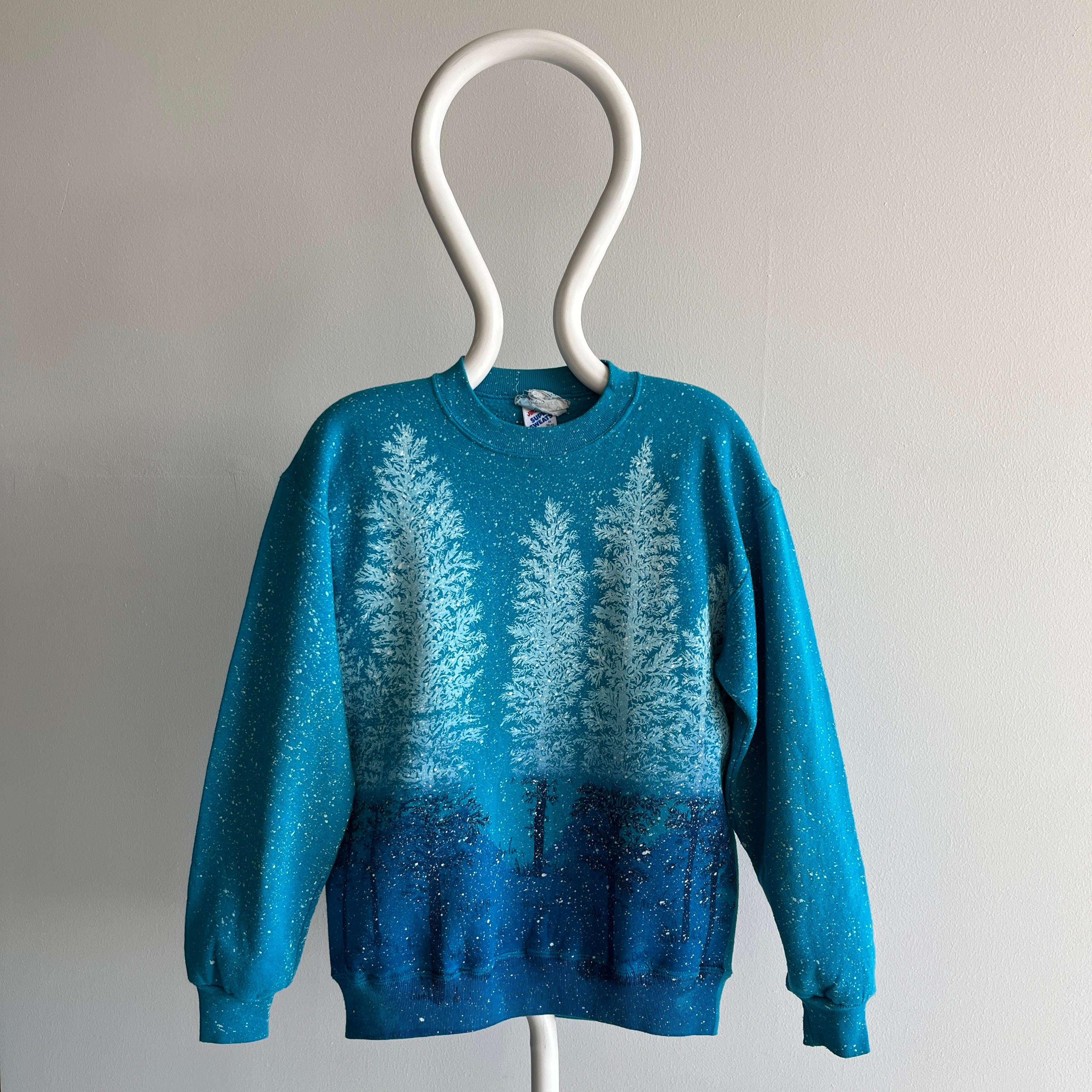 1980s Winter Scape Wrap Around Medium Weight Sweatshirt