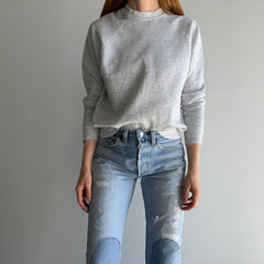 1980s Blank Gray Raglan Sweatshirt - !!!