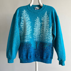 1980s Winter Scape Wrap Around Medium Weight Sweatshirt