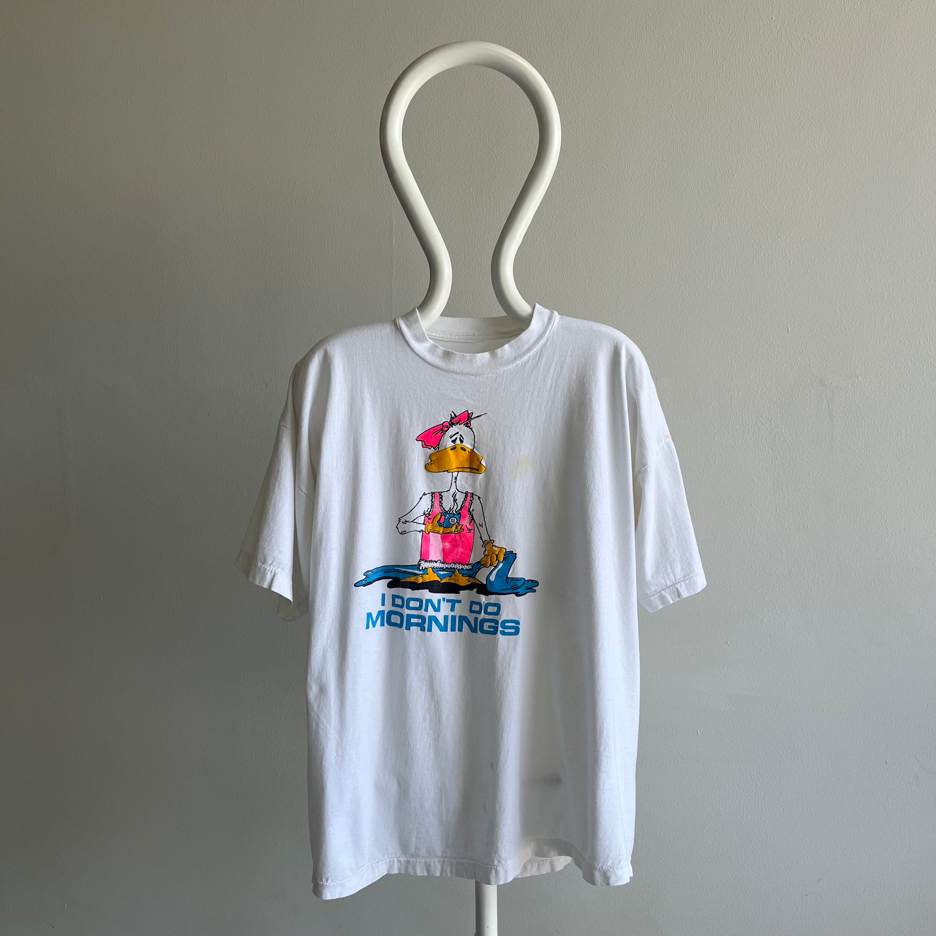 1990s I Don’t Do Mornings Cartoon Cotton T-Shirt