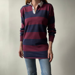 1980s Navy and Maroon Awesome Rugby Shirt - Slim Long Fit