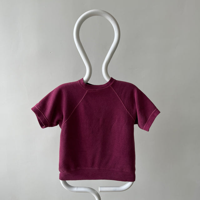 1970s Maroon Burgundy Short Sleeve Sweatshirt