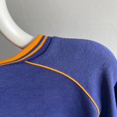 1970/80s Two Tone Blue and Yellow Single V Sweatshirt - WOWOWOW