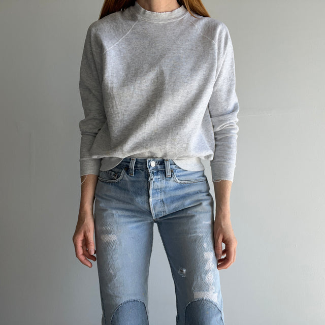 1980s Blank Gray Raglan Sweatshirt - !!!