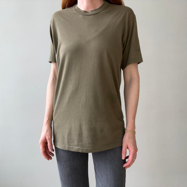 1980s Blank Olive Green T Shirt