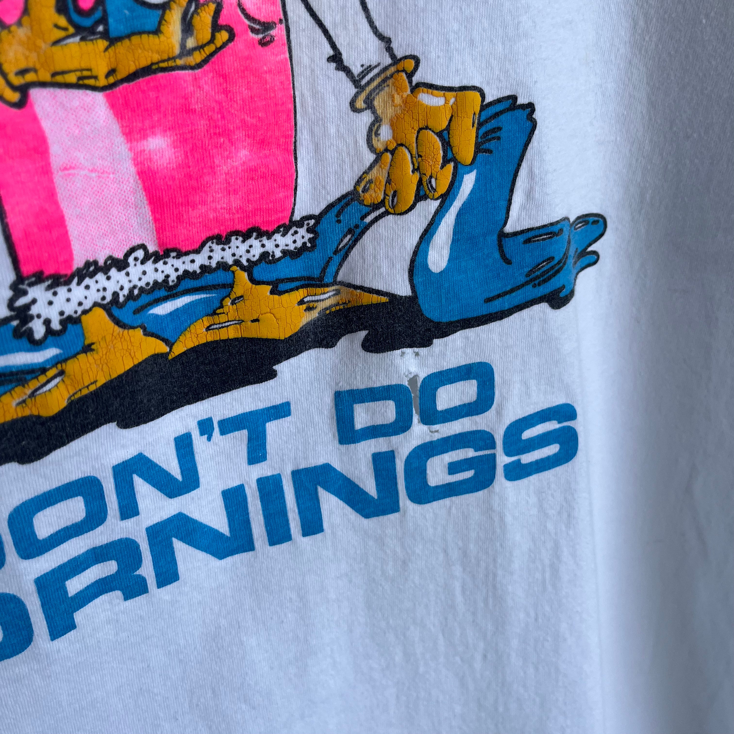 1990s I Don’t Do Mornings Cartoon Cotton T-Shirt