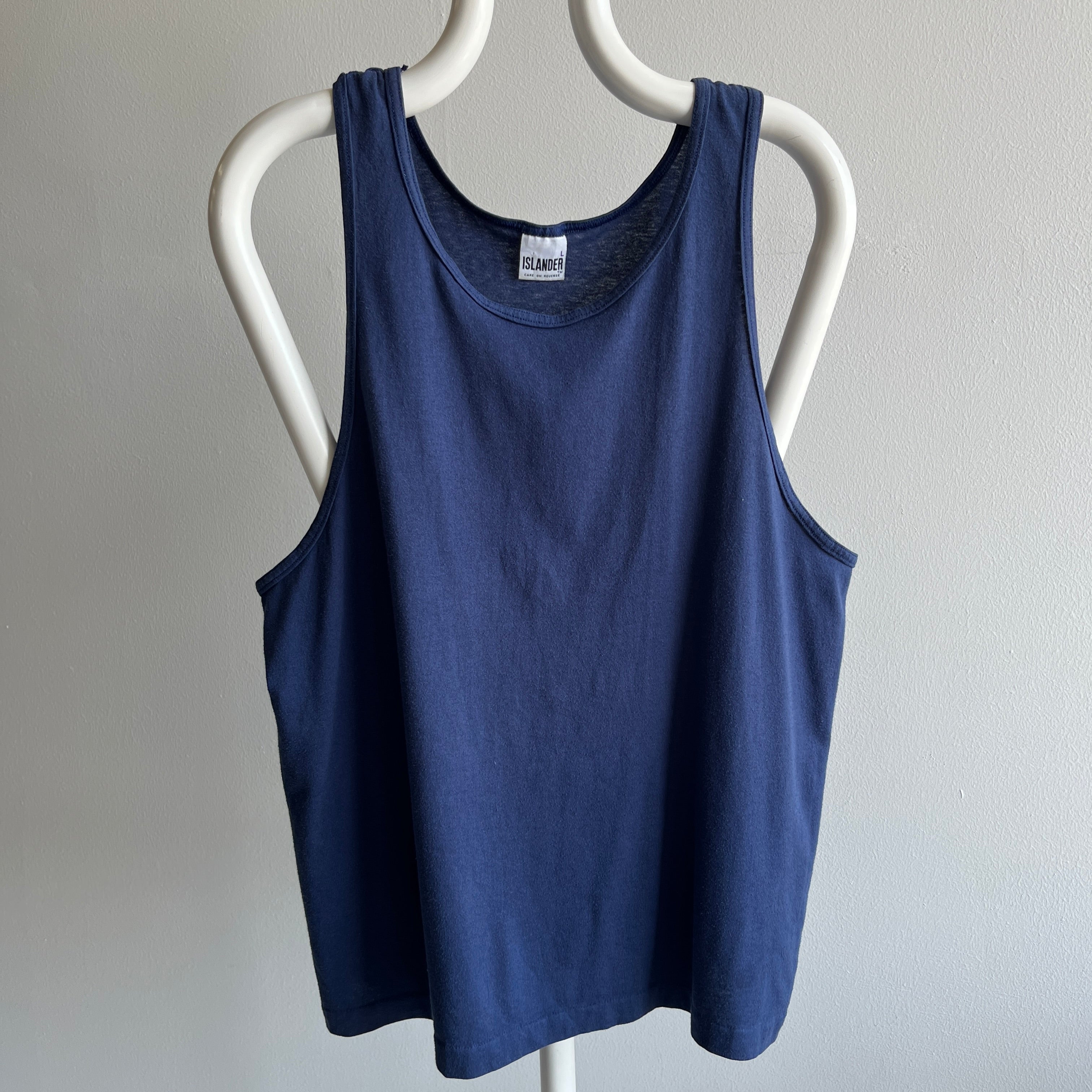 1980s Slouchy Blank Navy Islanders Tank Top