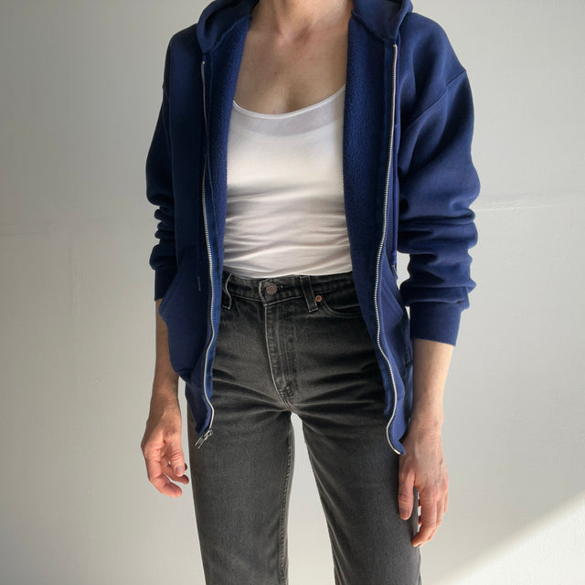 1980s Navy Zip Up Hoodie by Lee