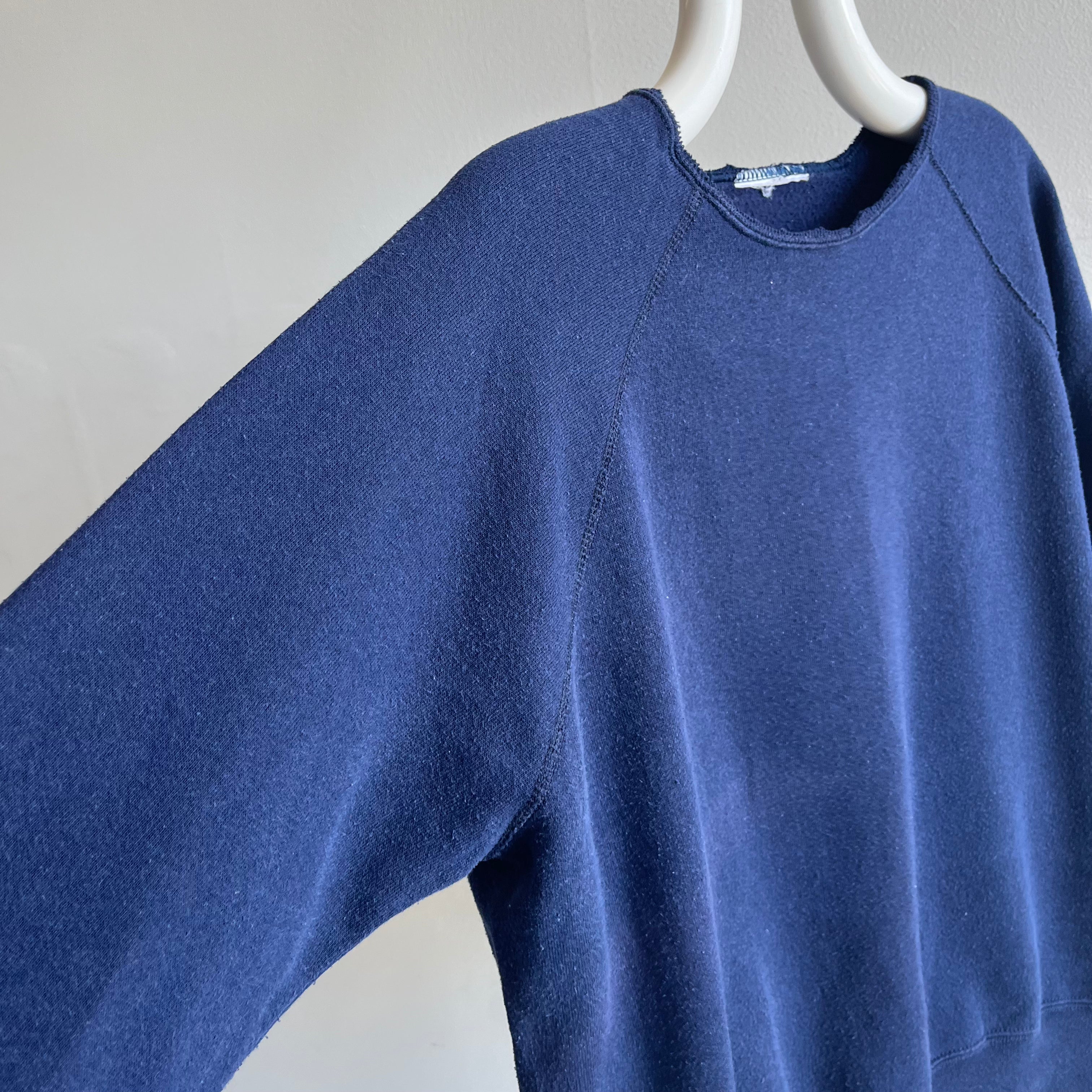 1980/90s Blank Navy Raglan with Cut Neck