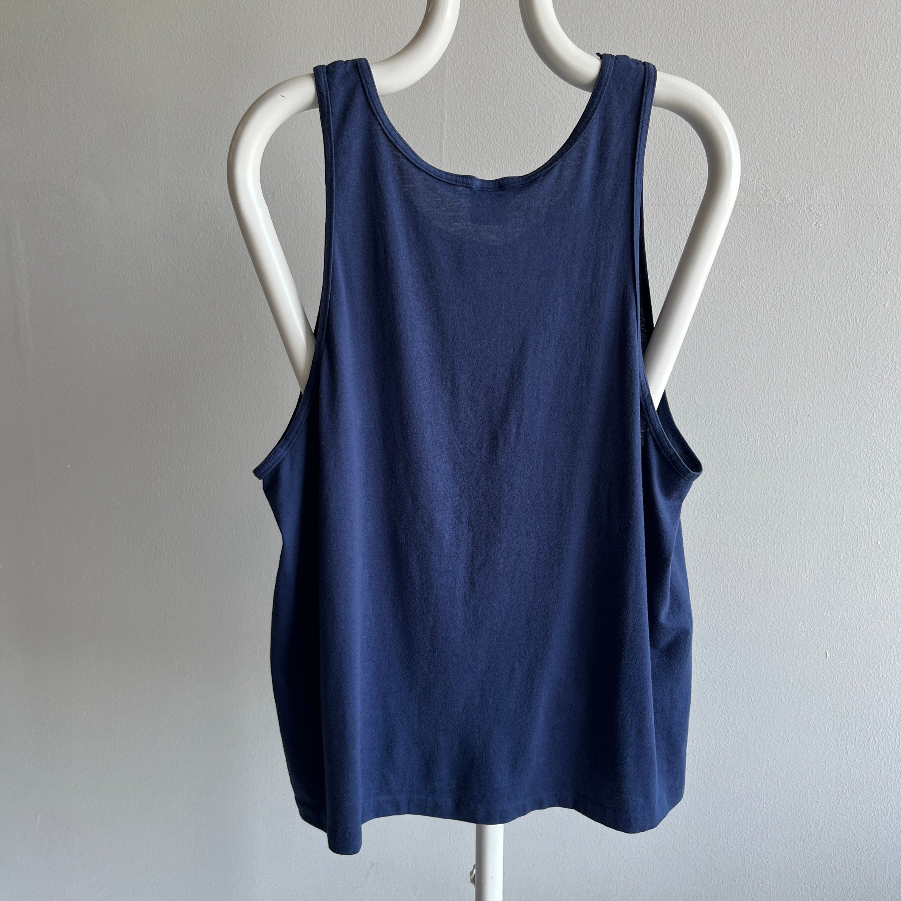 1980s Slouchy Blank Navy Islanders Tank Top