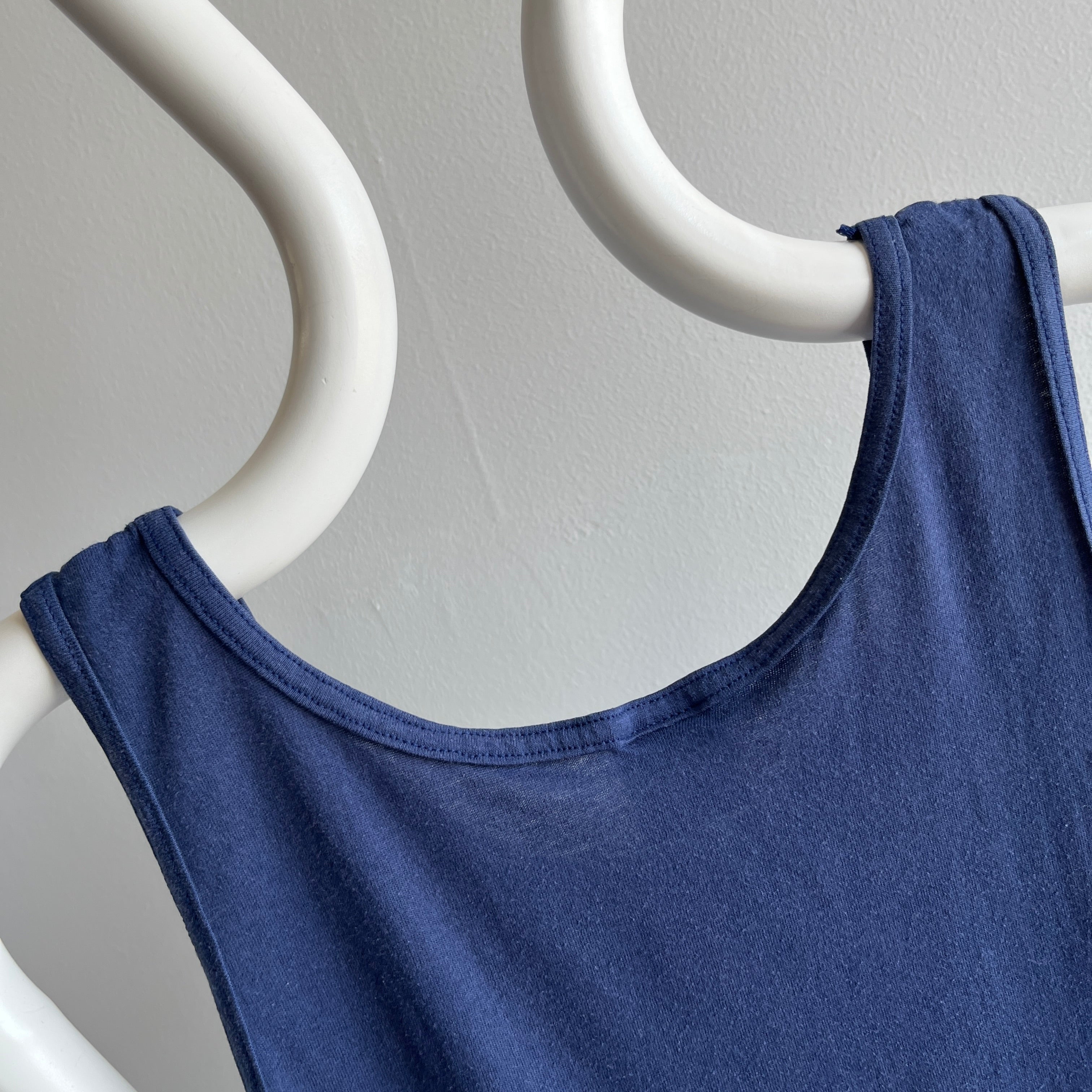 1980s Slouchy Blank Navy Islanders Tank Top