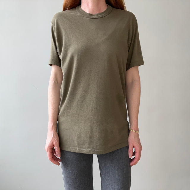 1980s Blank Olive Green T Shirt
