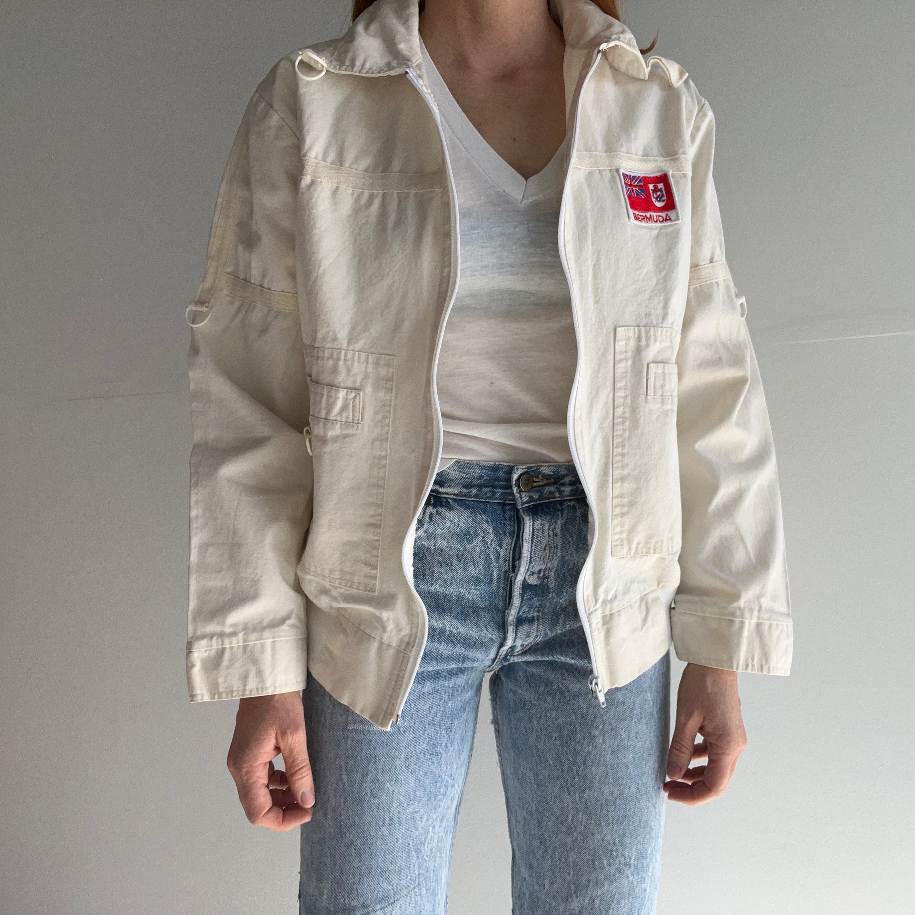 1980s Cotton Canvas Bermuda Zip Up Jacket