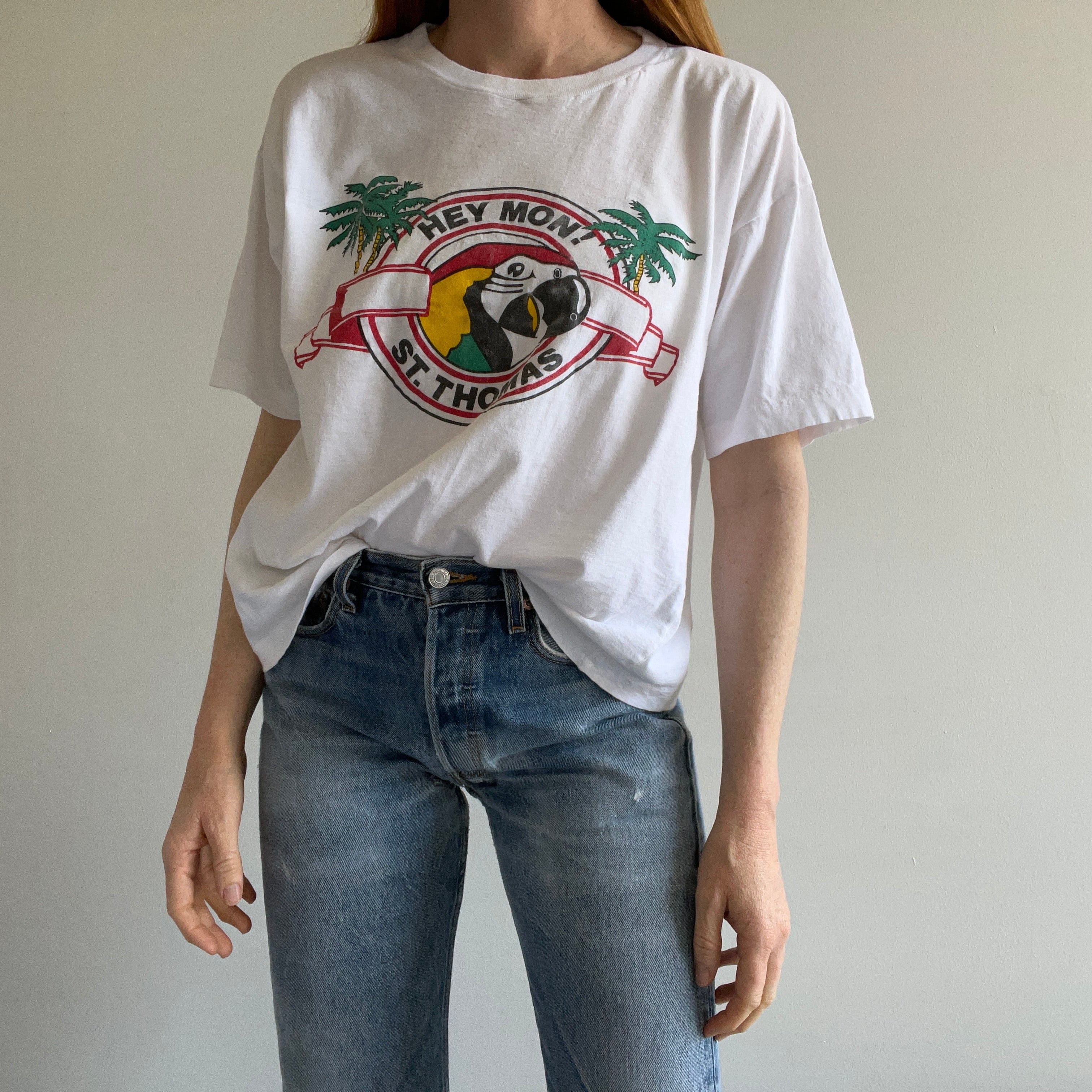 1990s St. Thomas Slouchy T-SHirt with a Parrot