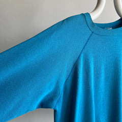 1980s Slouchy Teal/Turquoise Raglan Sweatshirt