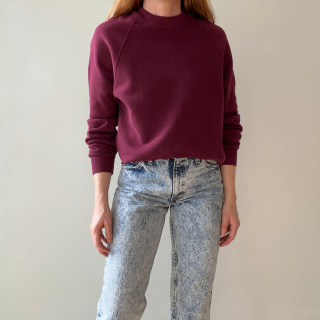 1980s Blank Burgundy Raglan Sweatshirt