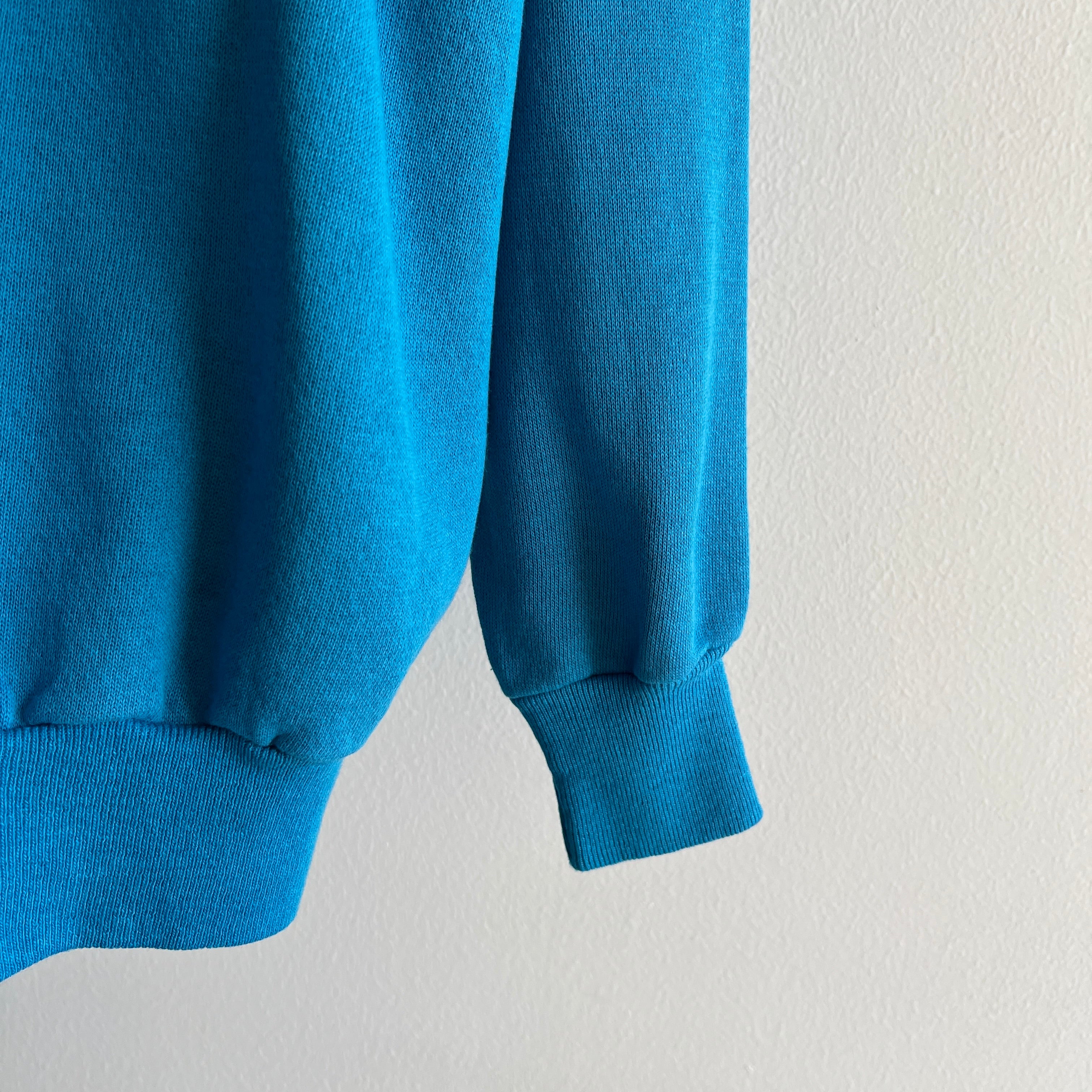 1980s Slouchy Teal/Turquoise Raglan Sweatshirt