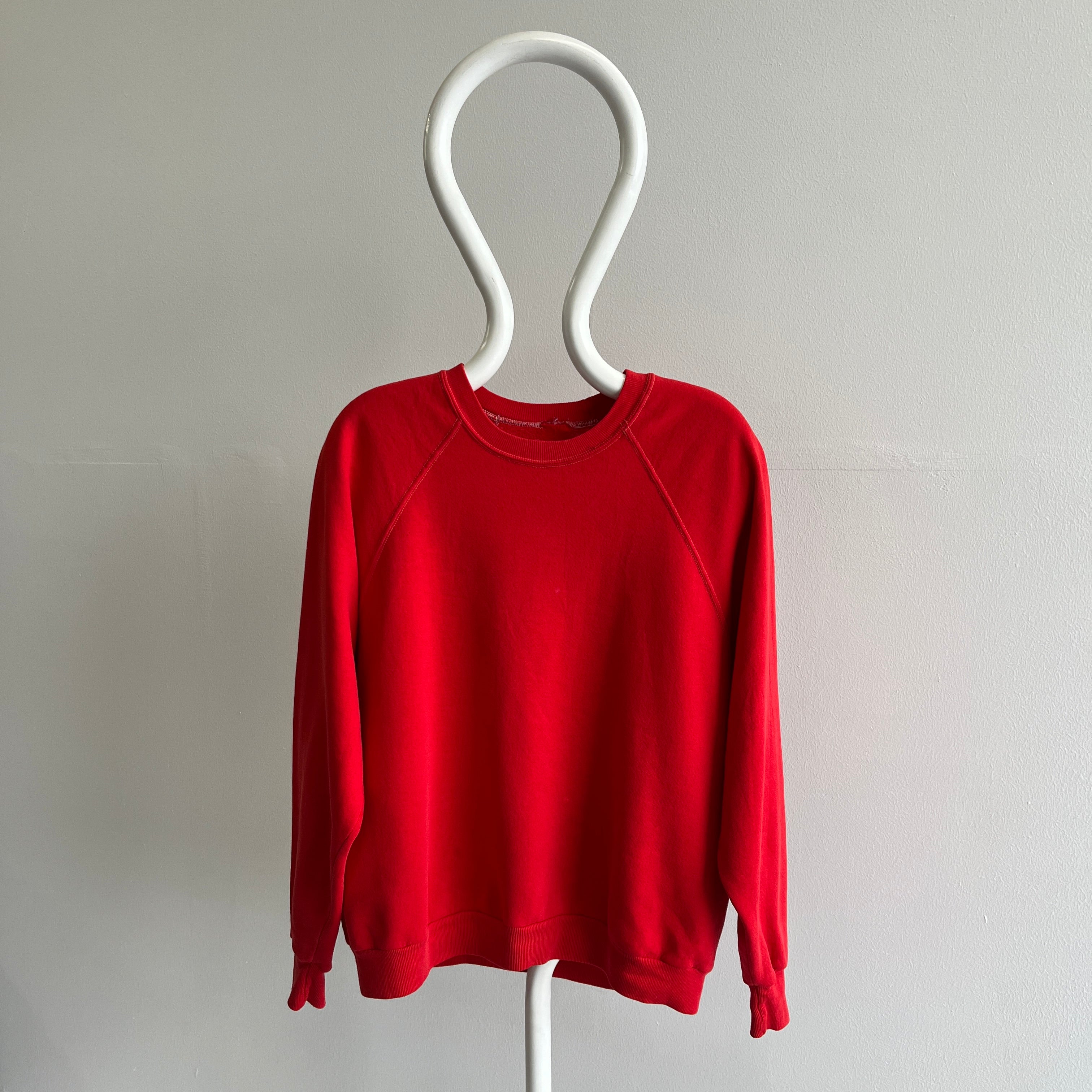 1970s True Red Raglan with White Contrast Stitching