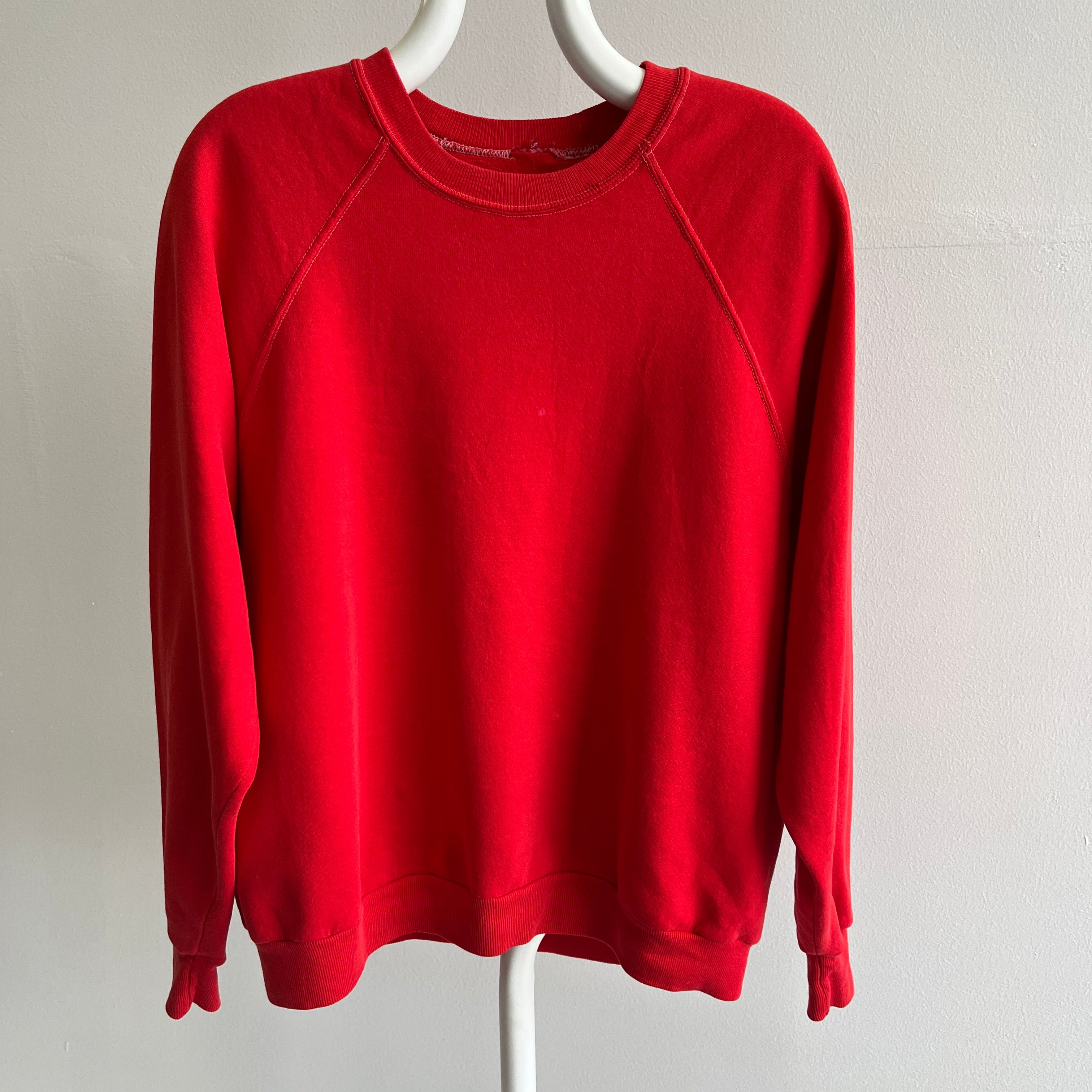 1970s True Red Raglan with White Contrast Stitching