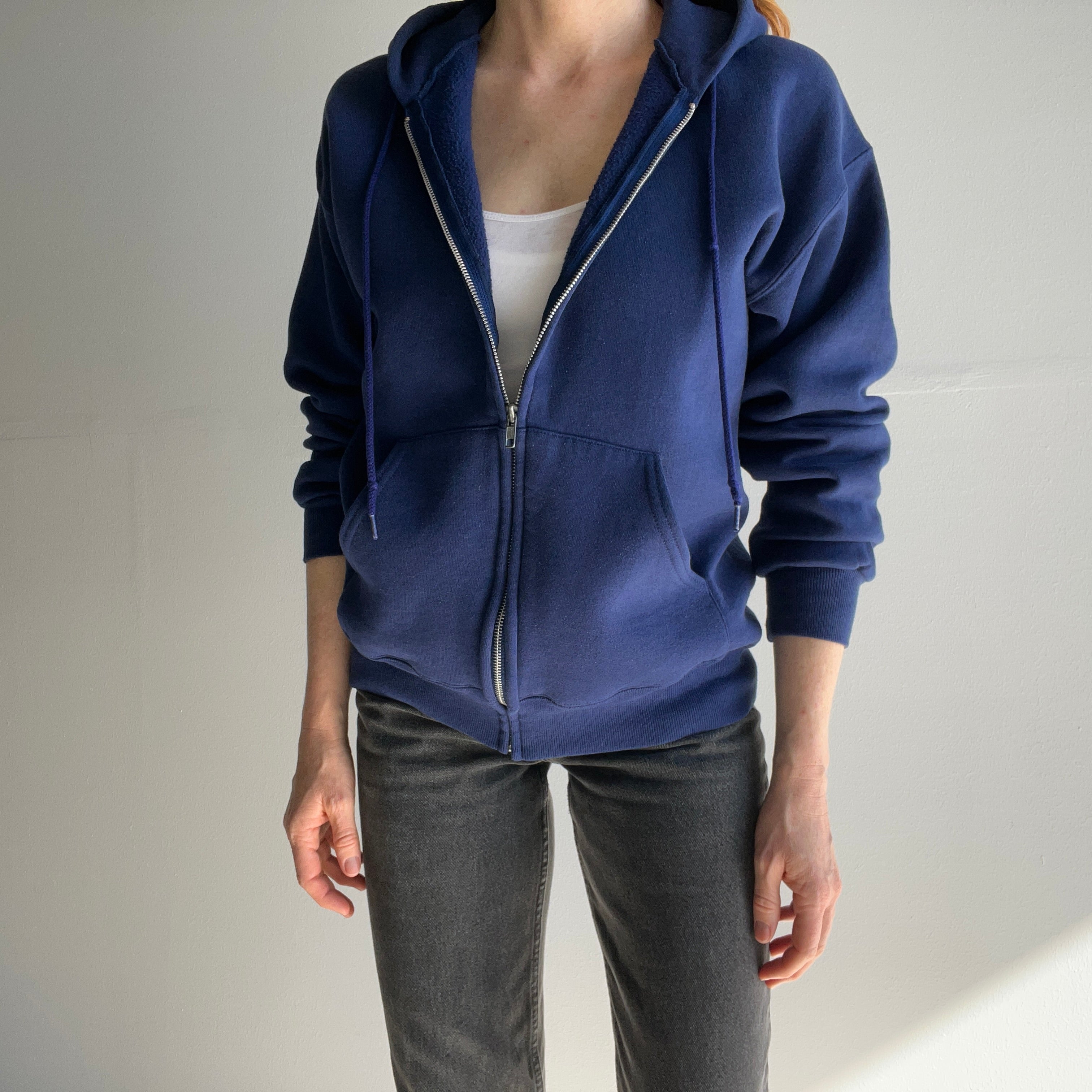 1980s Navy Zip Up Hoodie by Lee