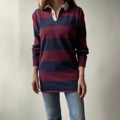 1980s Navy and Maroon Awesome Rugby Shirt - Slim Long Fit