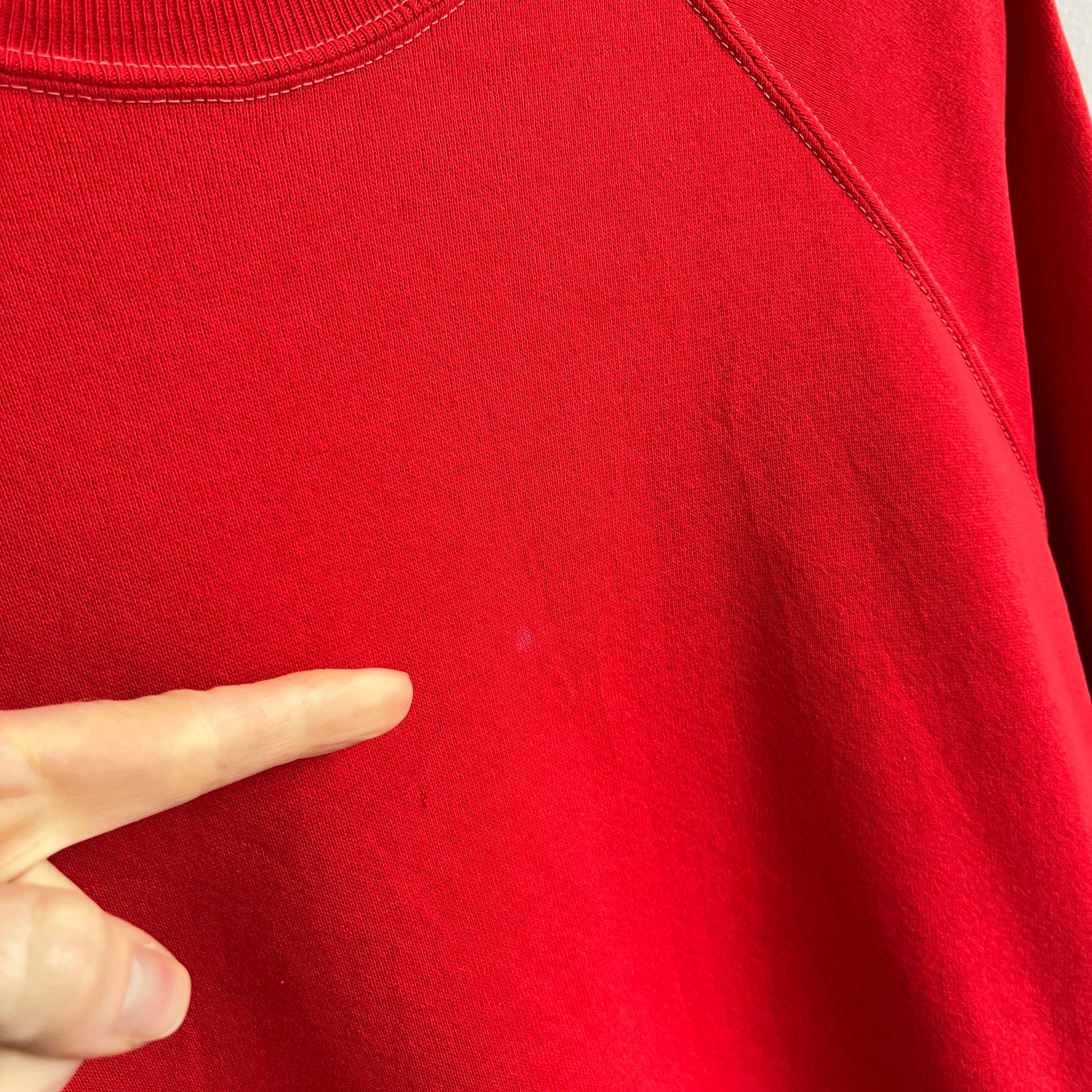 1970s True Red Raglan with White Contrast Stitching