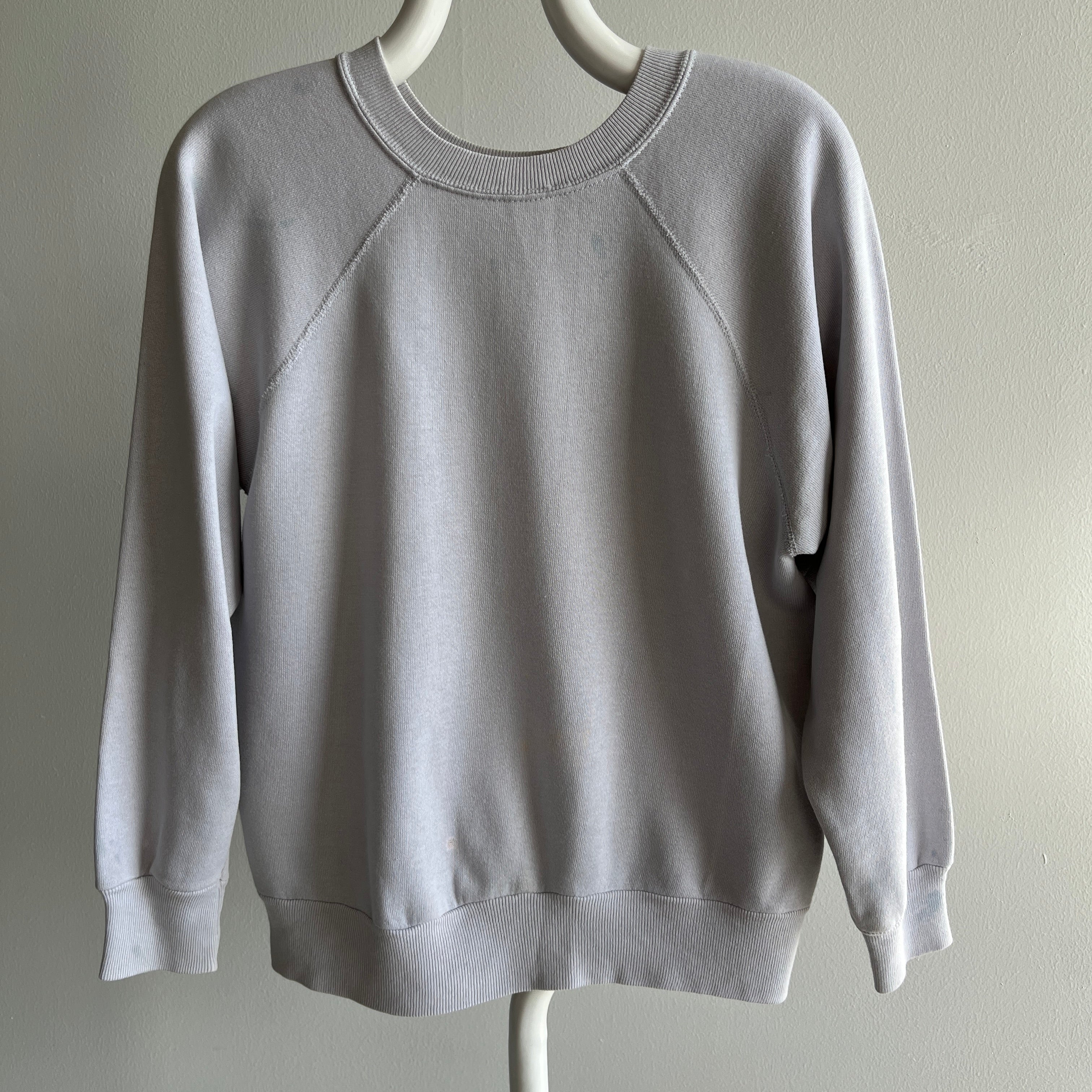 1980s Blank Super Light Gray Extra Soft Raglan Sweatshirt - THIS