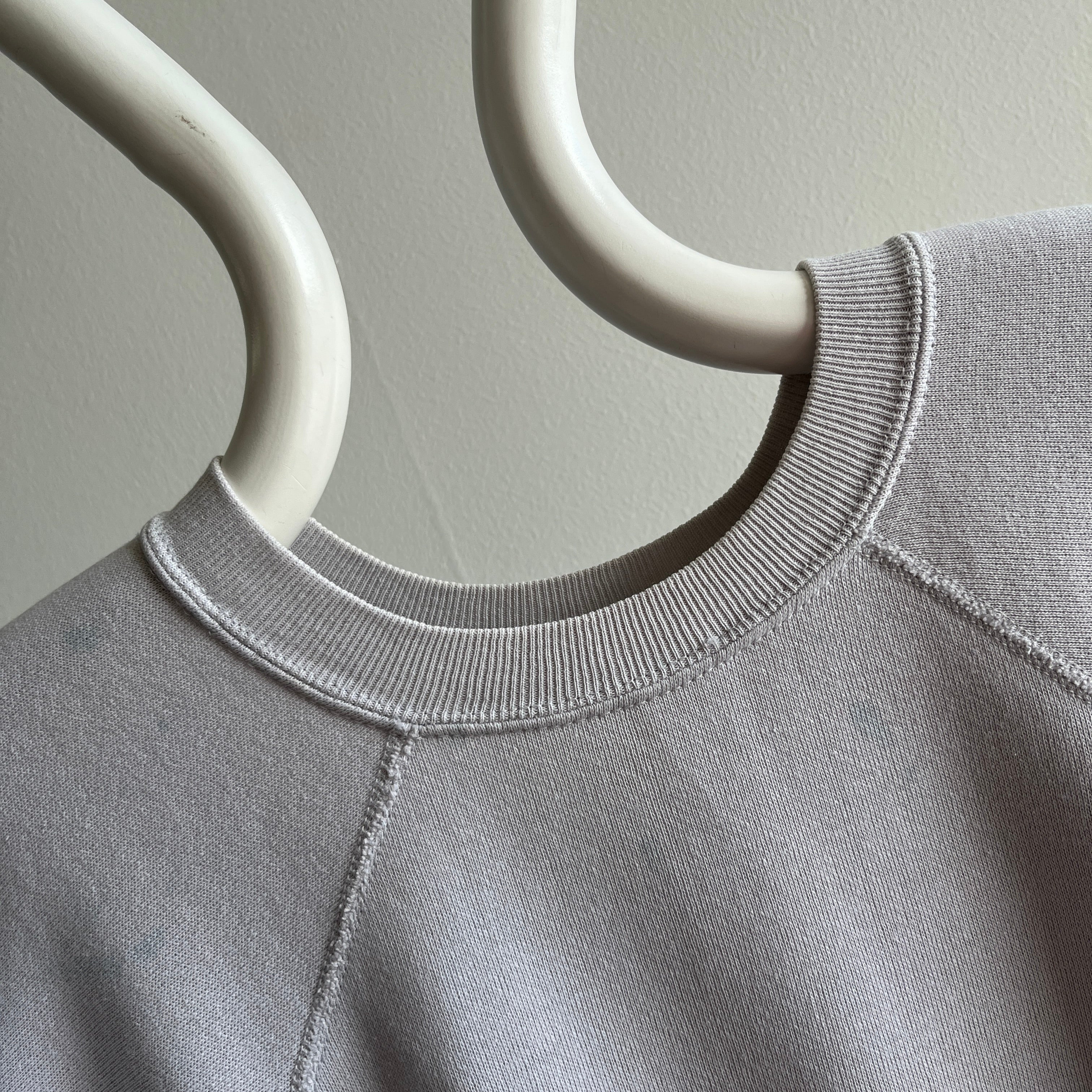 1980s Blank Super Light Gray Extra Soft Raglan Sweatshirt - THIS