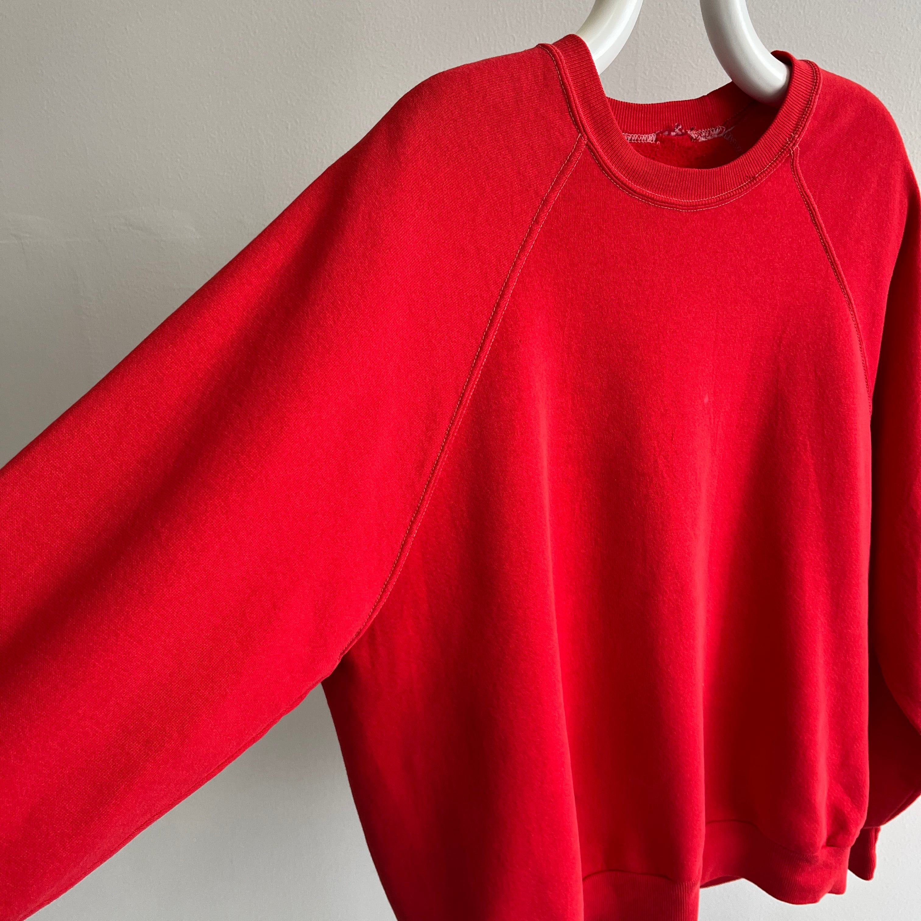 1970s True Red Raglan with White Contrast Stitching