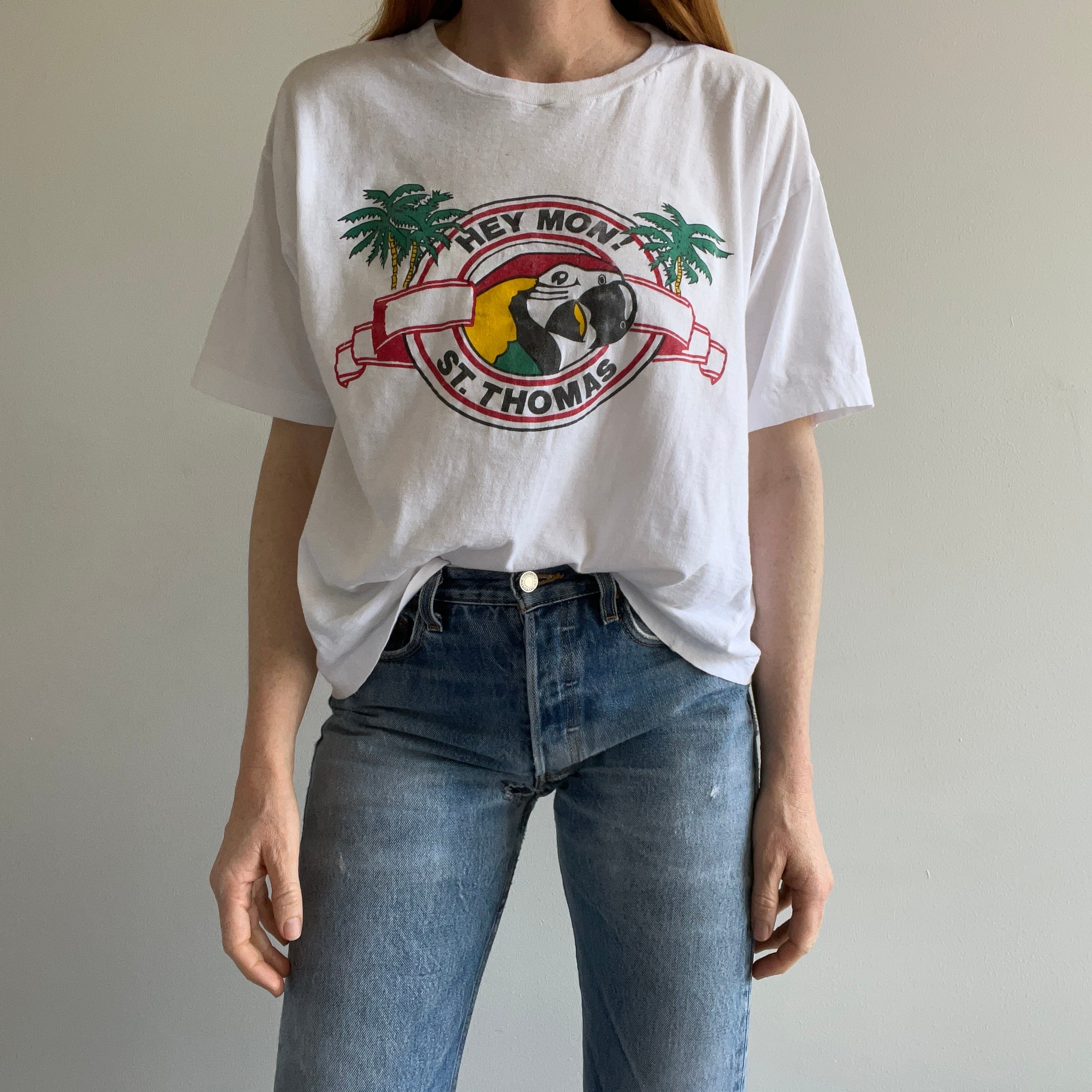 1990s St. Thomas Slouchy T-SHirt with a Parrot
