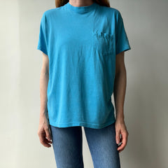 1980s Triangle Pocket Dream Boat Turquoise (Faded) T-Shirt