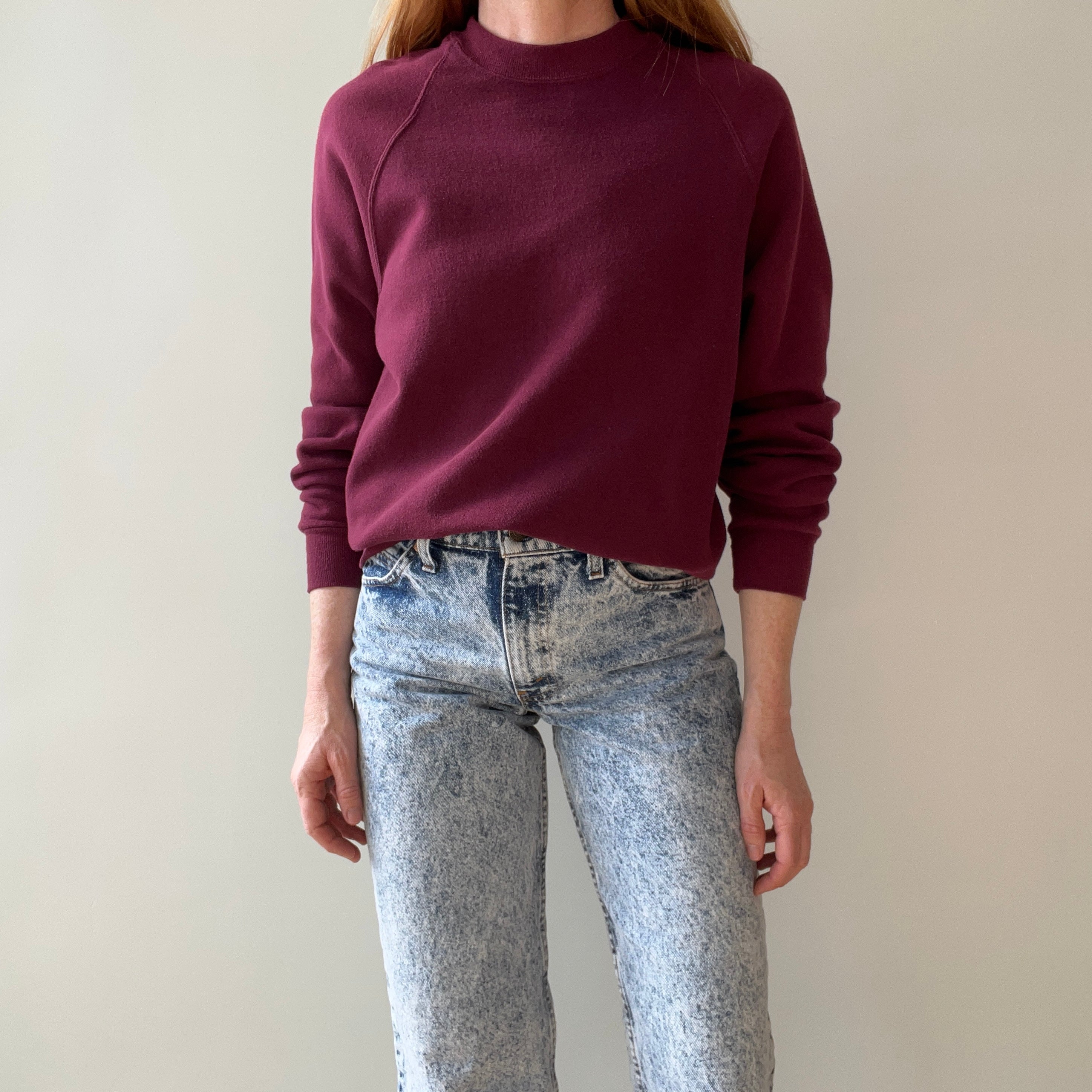 1980s Blank Burgundy Raglan Sweatshirt