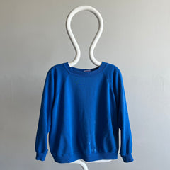 1980s Blank Blue Bleach Stained Sweatshirt by Hanes