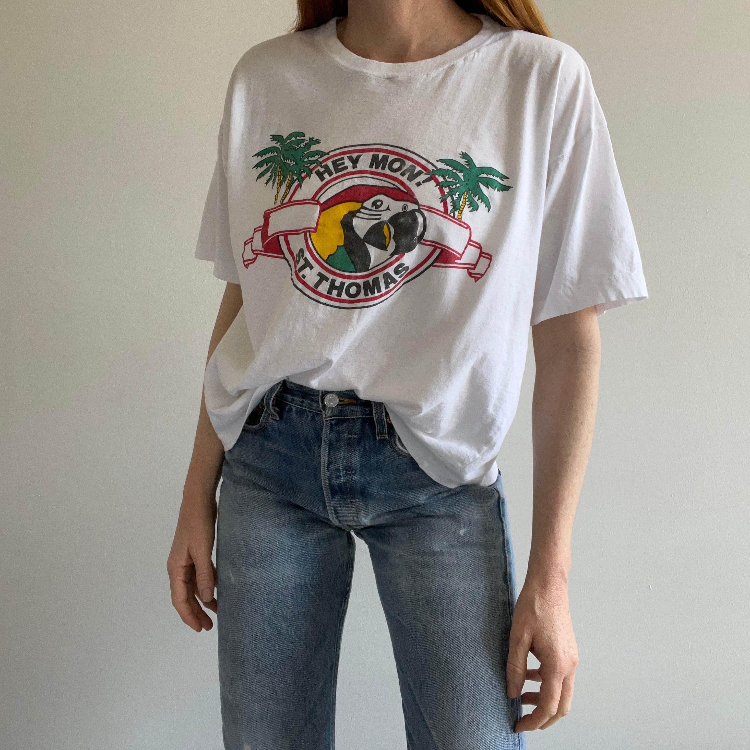 1990s St. Thomas Slouchy T-SHirt with a Parrot