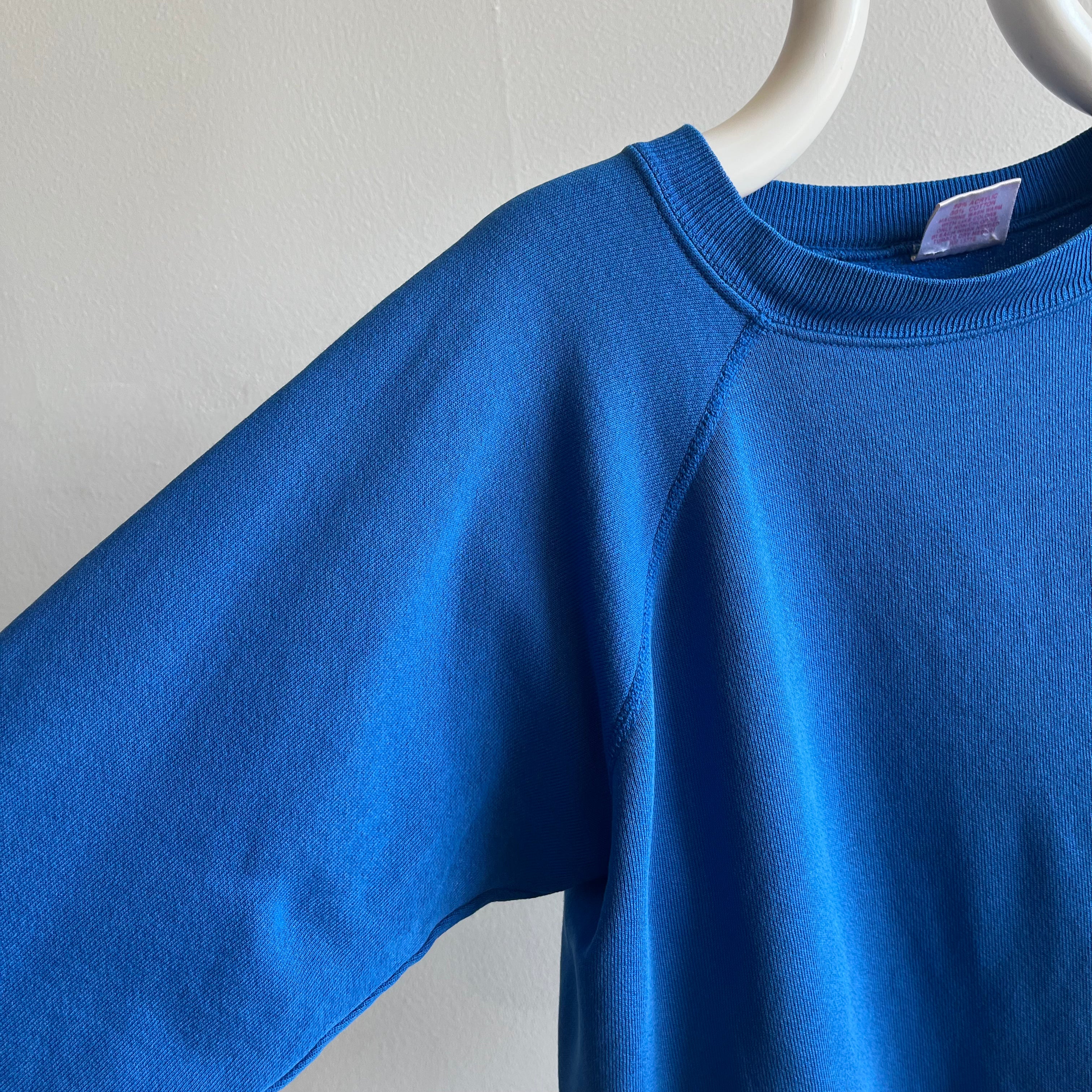 1980s Blank Blue Bleach Stained Sweatshirt by Hanes