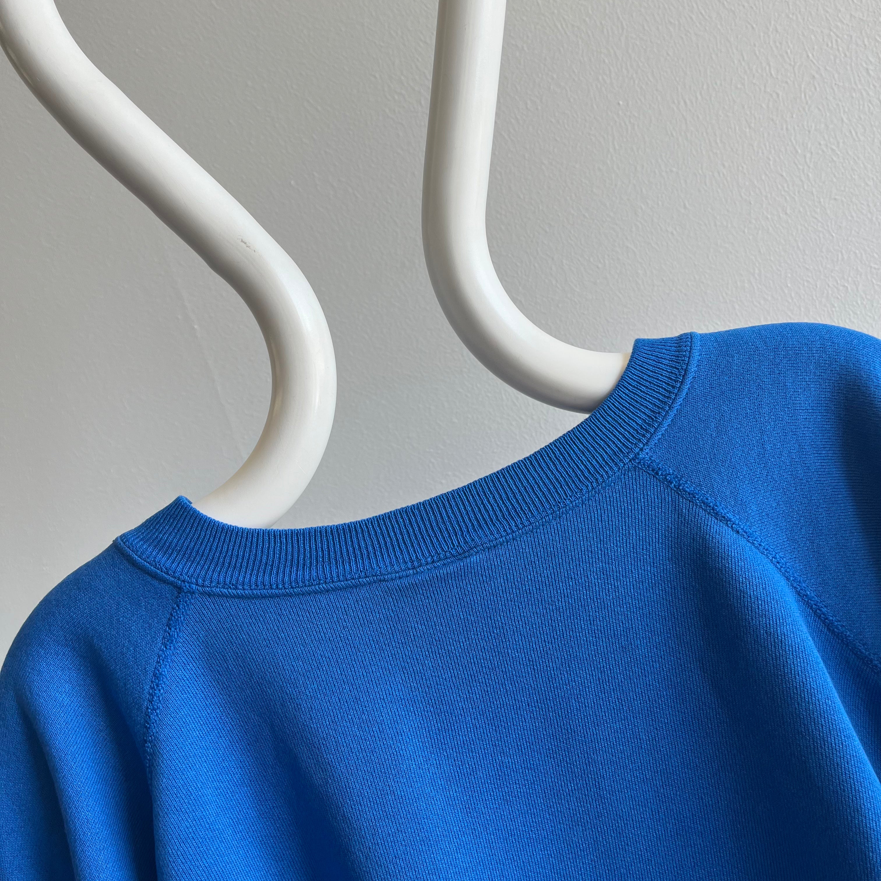 1980s Blank Blue Bleach Stained Sweatshirt by Hanes