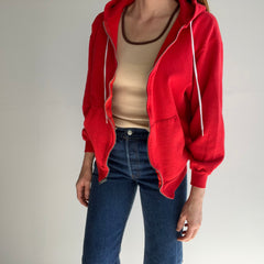 1980s Blank Lipstick Red Zip Up Hoodie - Swoooon