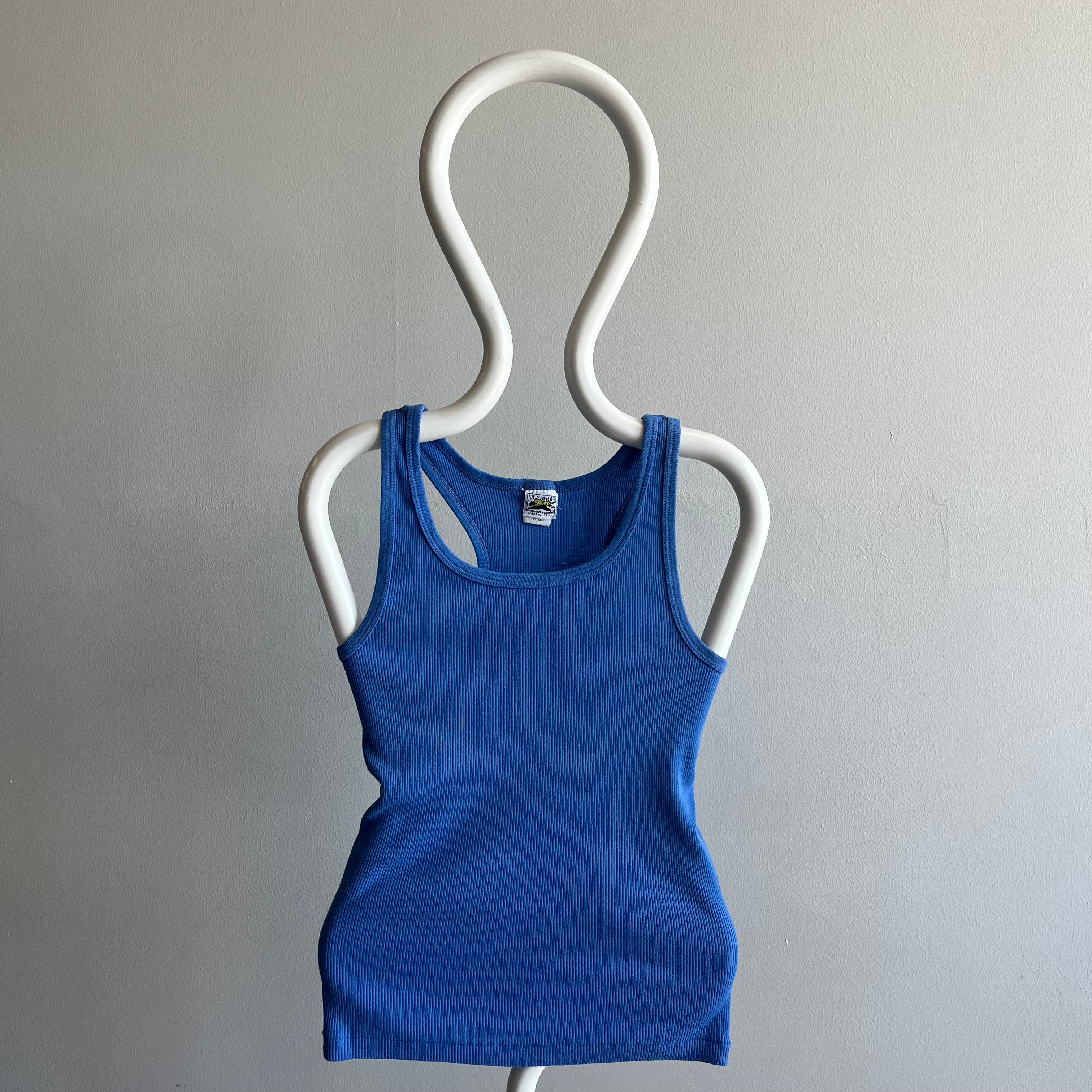 1980s Blank Le Tigre Ribbed Racerback Tank Top