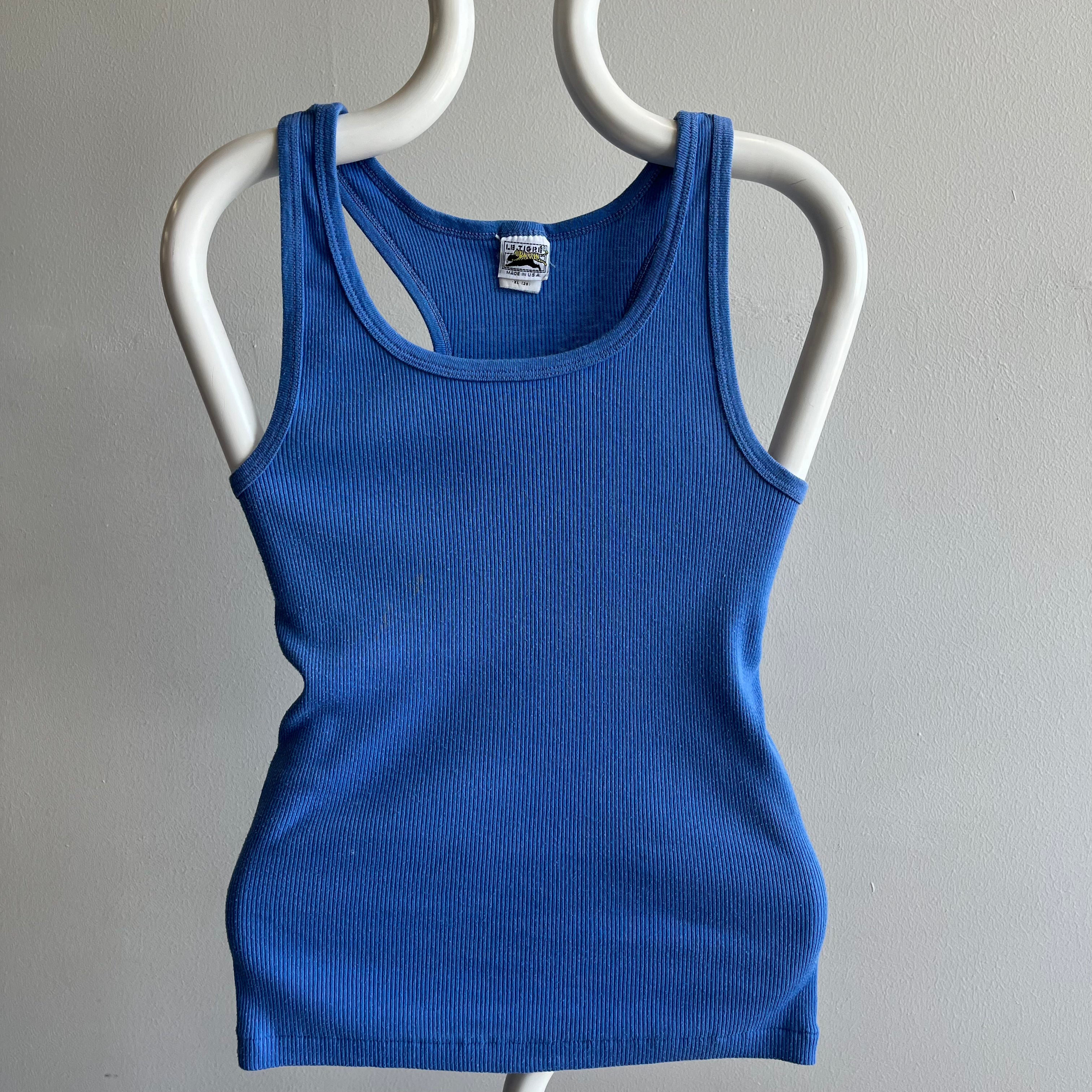 1980s Blank Le Tigre Ribbed Racerback Tank Top