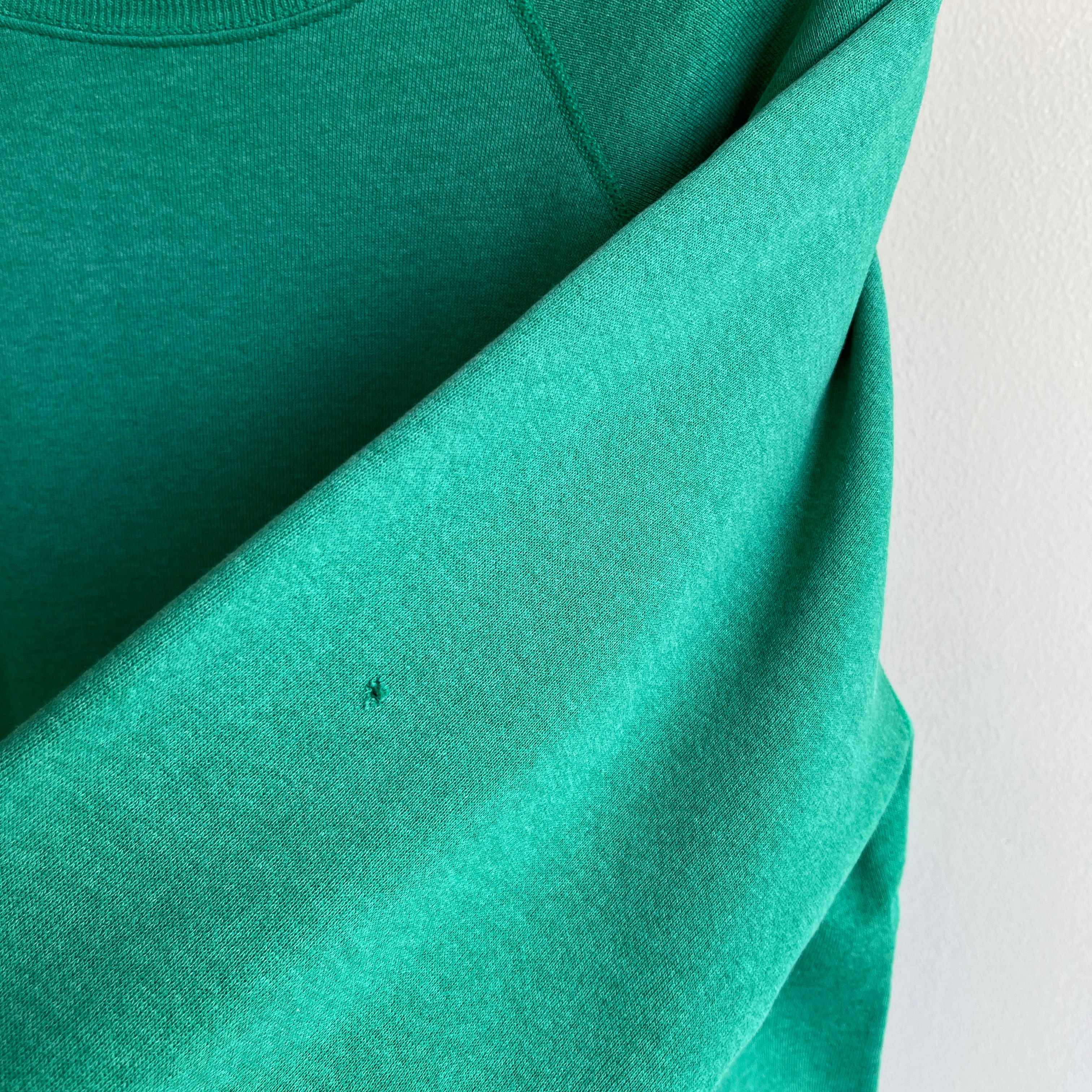 1980s Faded Kelly Green Raglan Sweatshirt