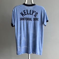 1970s Kelly's Janitorial Serv. Bleach Stained Ring T-Shirt