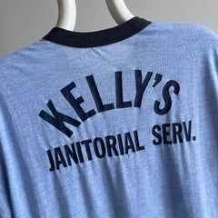 1970s Kelly's Janitorial Serv. Bleach Stained Ring T-Shirt