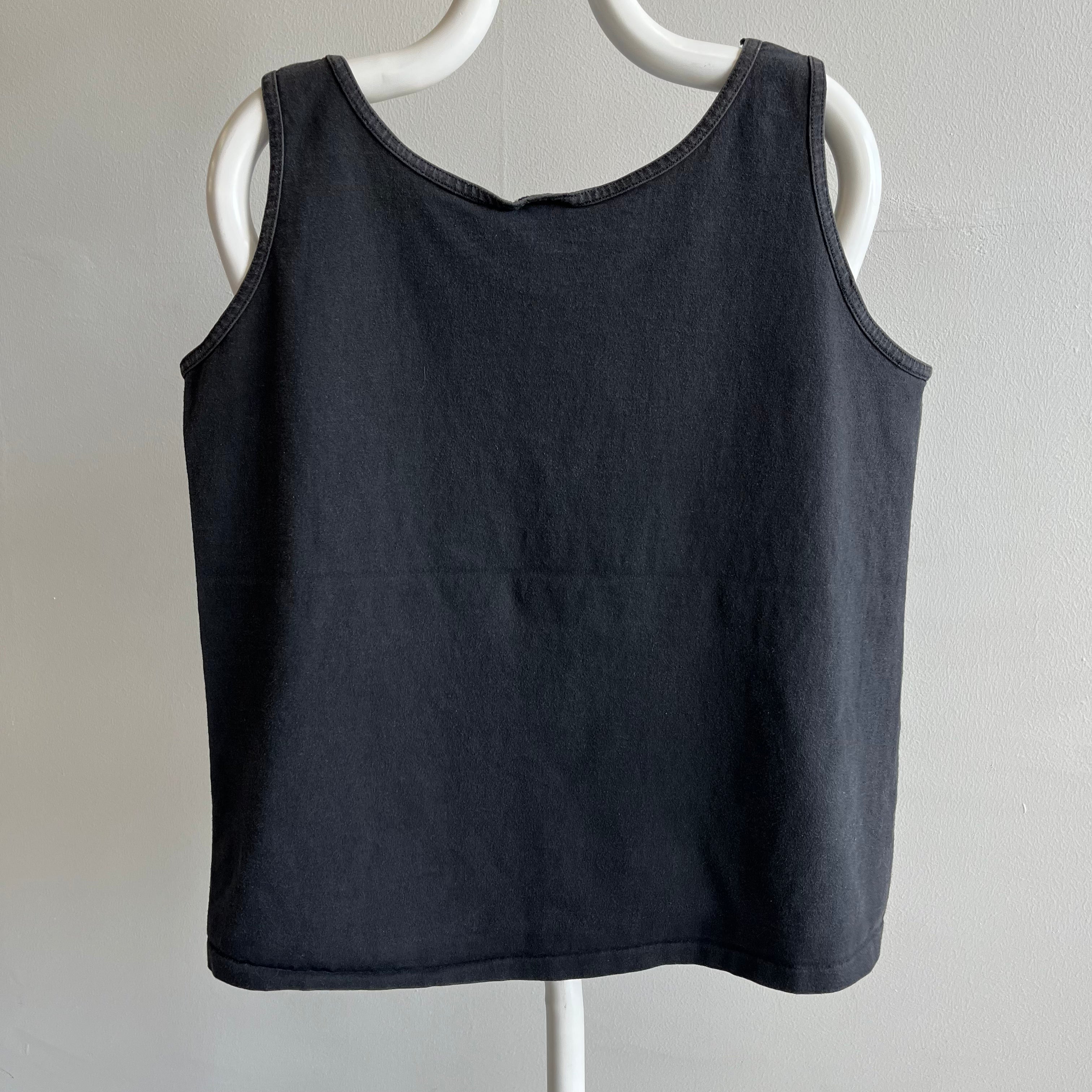 1980/90s Blank Black USA Made Cotton Tank Top