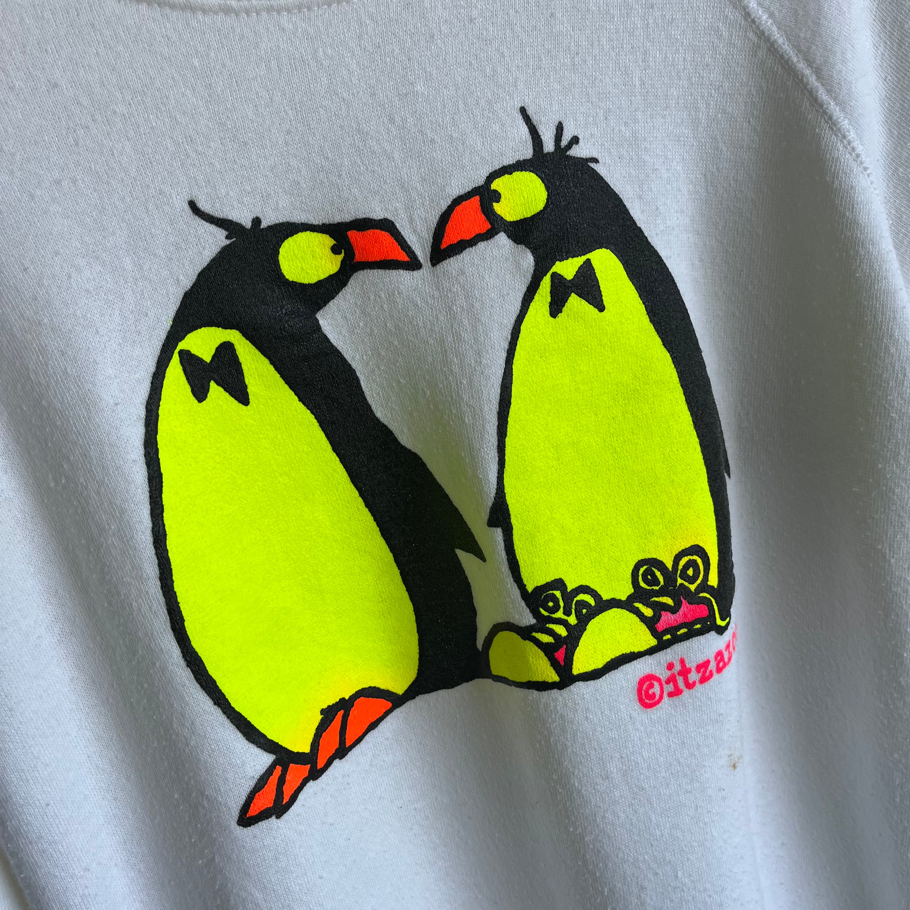 1980s Neon Penguins Sweatshirt