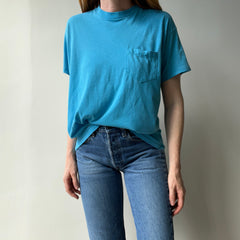 1980s Triangle Pocket Dream Boat Turquoise (Faded) T-Shirt