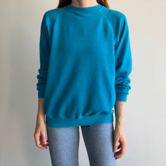 1980s Turquoise Raglan Sweatshirt of the Best Sort