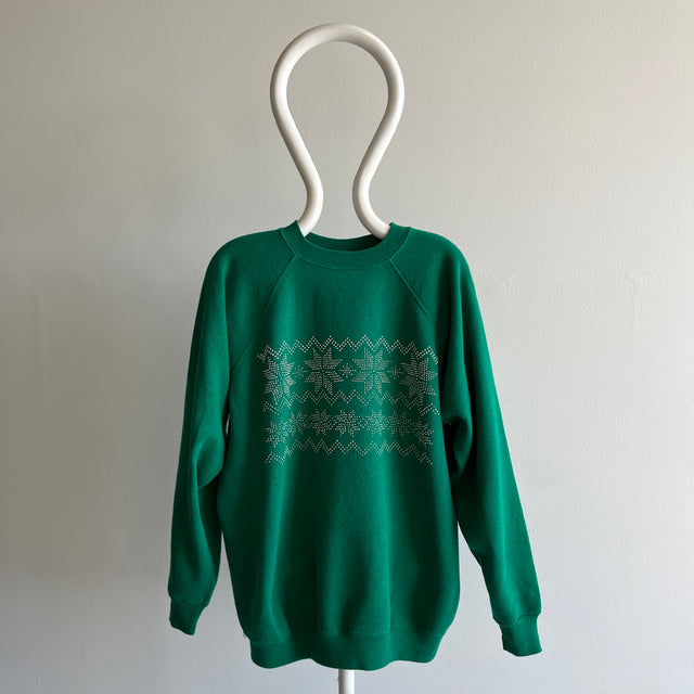 1980s Snowflake Pointillism Sweatshirt - Longer Cut